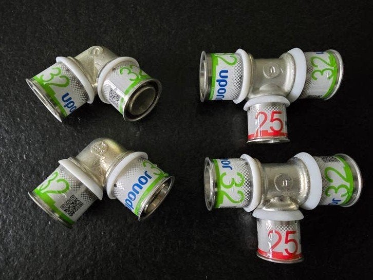 4x Uponor S-Press PLUS fittingen 32mm - Bochten en T-stukken, Overige materialen, Bochten, Nieuw, Minder dan 2 meter