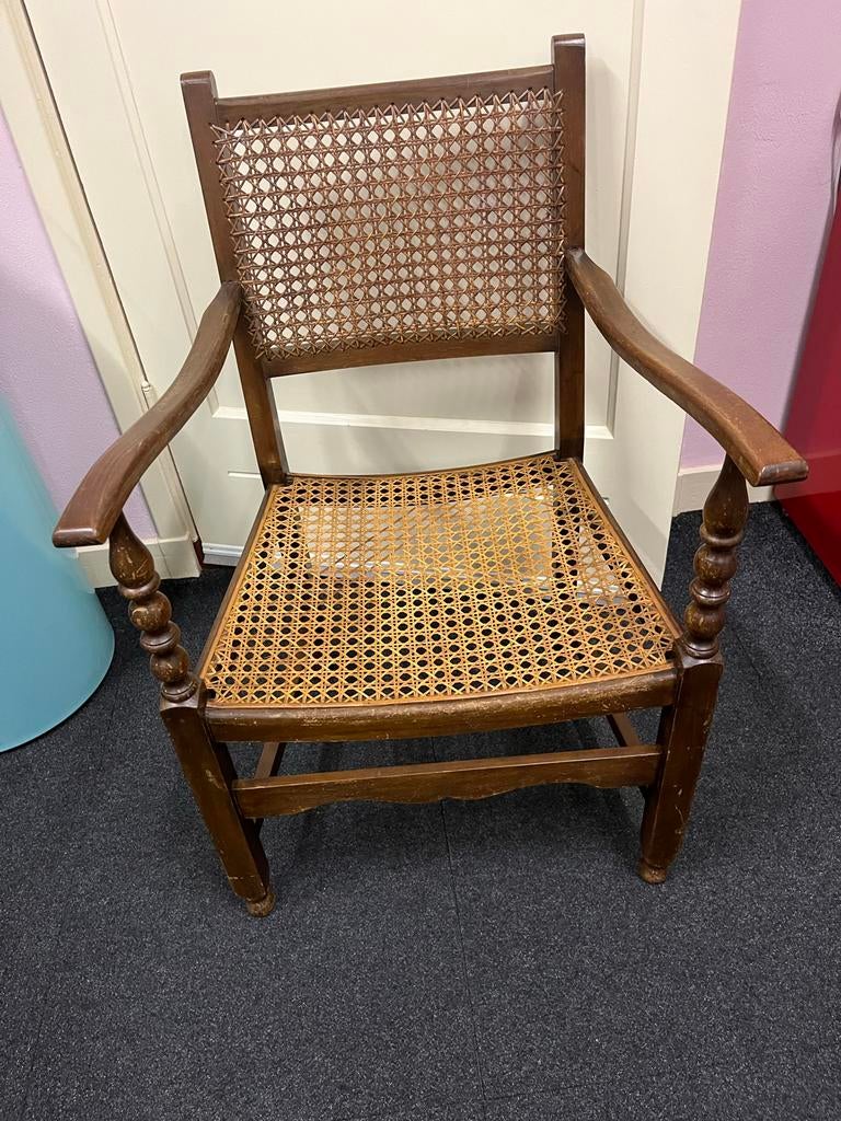 Antiek damesstoeltje met gevlochten webbing, Antiek en Kunst, Antiek | Meubels | Stoelen en Banken, Ophalen of Verzenden