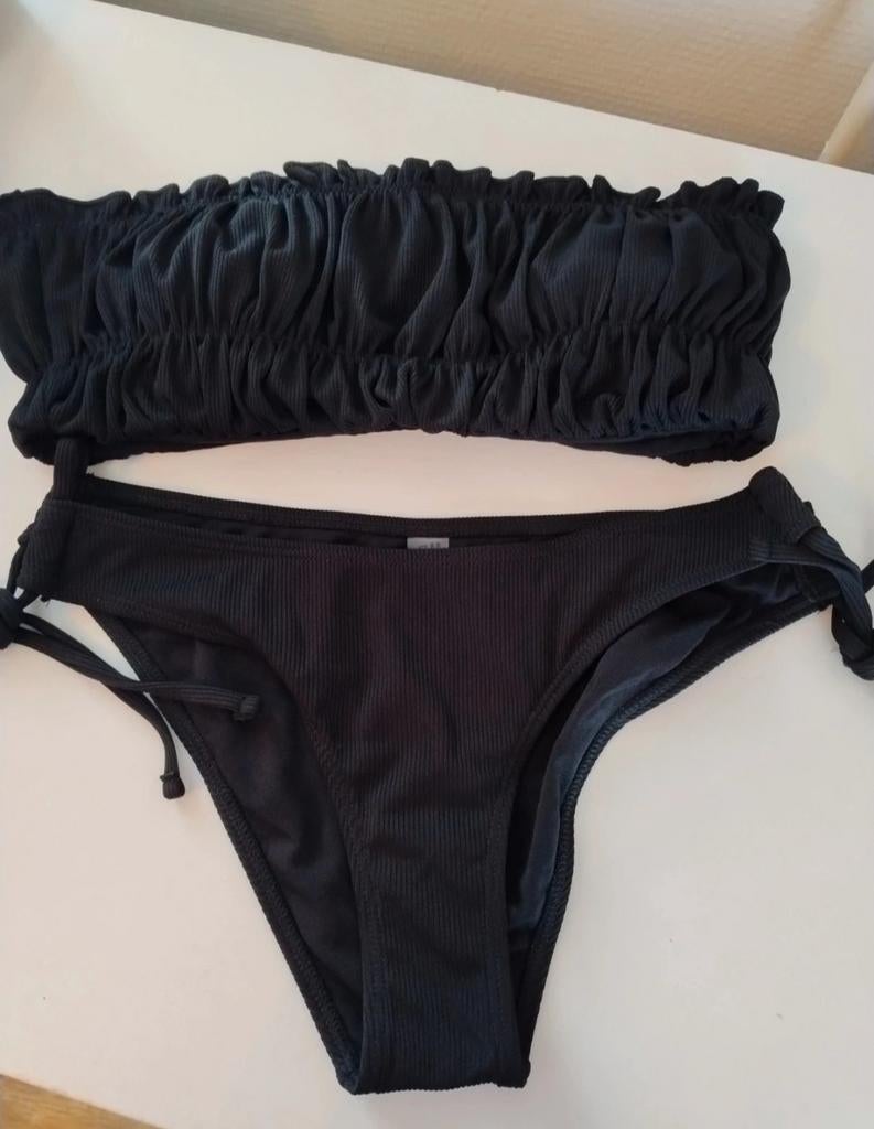 Zwarte bandeau bikini maat M, Zwart, Nieuw, Ophalen of Verzenden, Shein Swim
