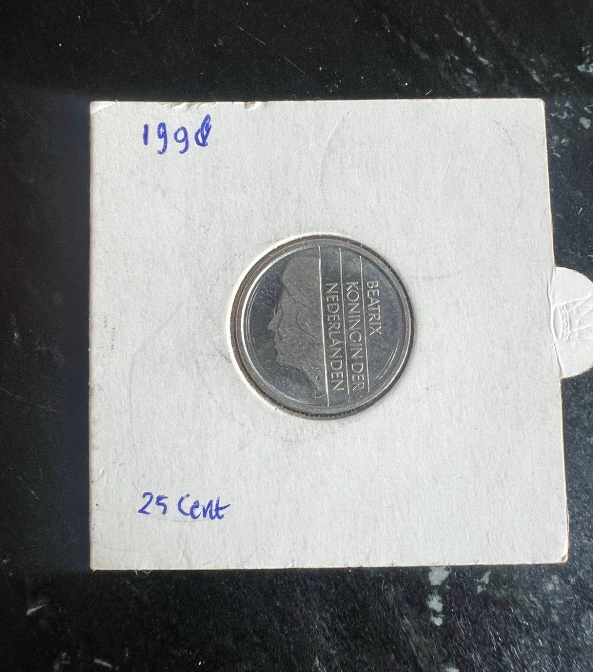 Zilveren 25 Cent Munt Koningin Beatrix 1998, Koningin Beatrix, Zilver, 25 cent, Ophalen of Verzenden