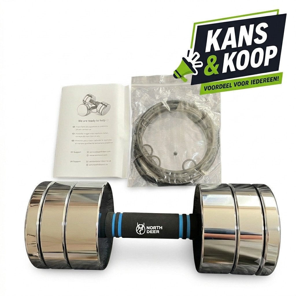 Northdeer Luxe Stalen Halterset 15 kg Ultracompacte Verstelb, Ophalen of Verzenden, Nieuw