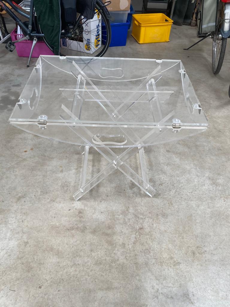 Vintage plexiglass tafel / dienblad, Huis en Inrichting, Tafels | Salontafels, Ophalen, Kunststof, Gebruikt, Vintage