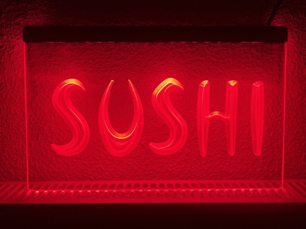 Sushi led bord 30x20cm *rood* reclame zaak winkel reclamebak, Ophalen of Verzenden, Nieuw, Lichtbak of (neon) lamp