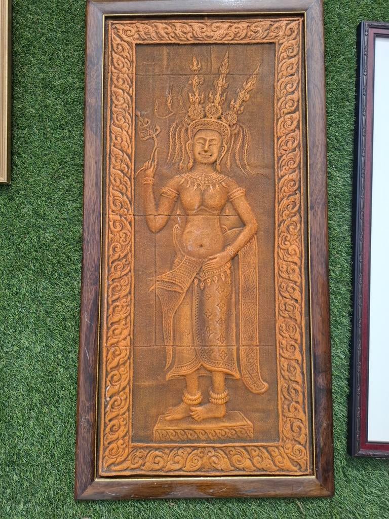 Boeddha boedha in lijstwanddecoratie met een reliëfvoorstell, Ophalen of Verzenden