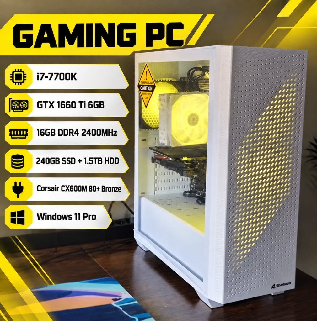 Gaming-pc | i7-7700K | GTX 1660ti 6GB | 16GB | 1.24TB, Computers en Software, 1.24TB, Refurbished, Ophalen of Verzenden, Gaming