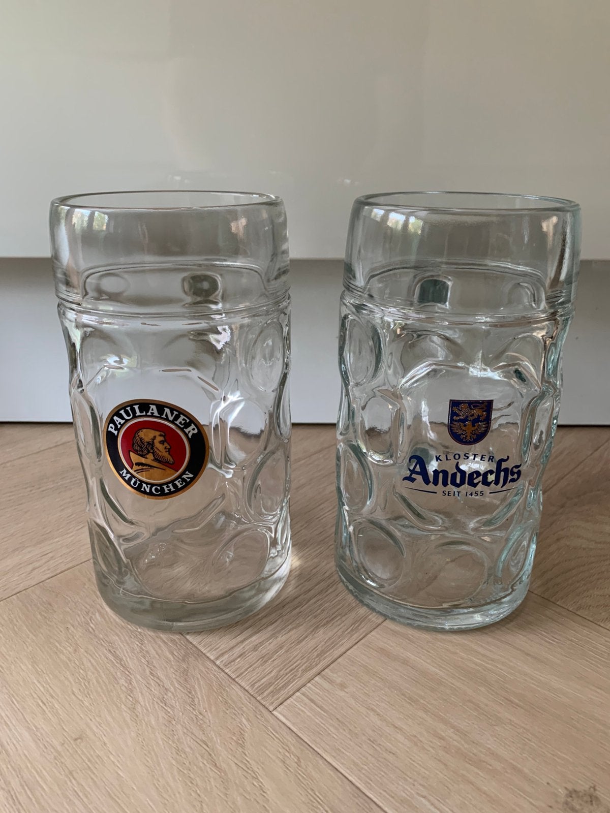 2x bierpul 1L Paulaner & Andechs, Ophalen of Verzenden, Zo goed als nieuw, Pul(len), Overige merken