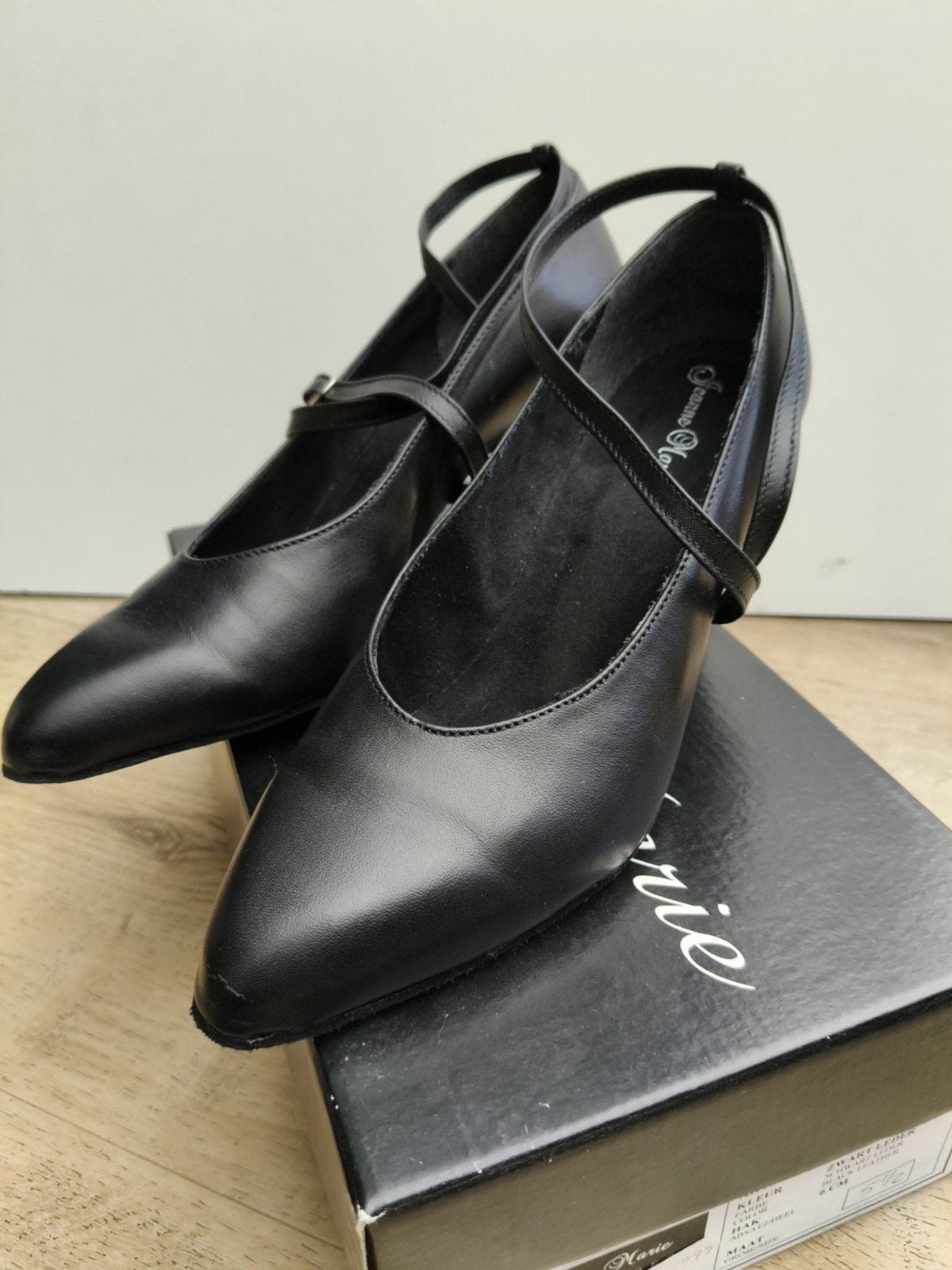 Jeanne Marie Zwarte Leren Dansschoenen - Maat 38, Ophalen of Verzenden, Nieuw