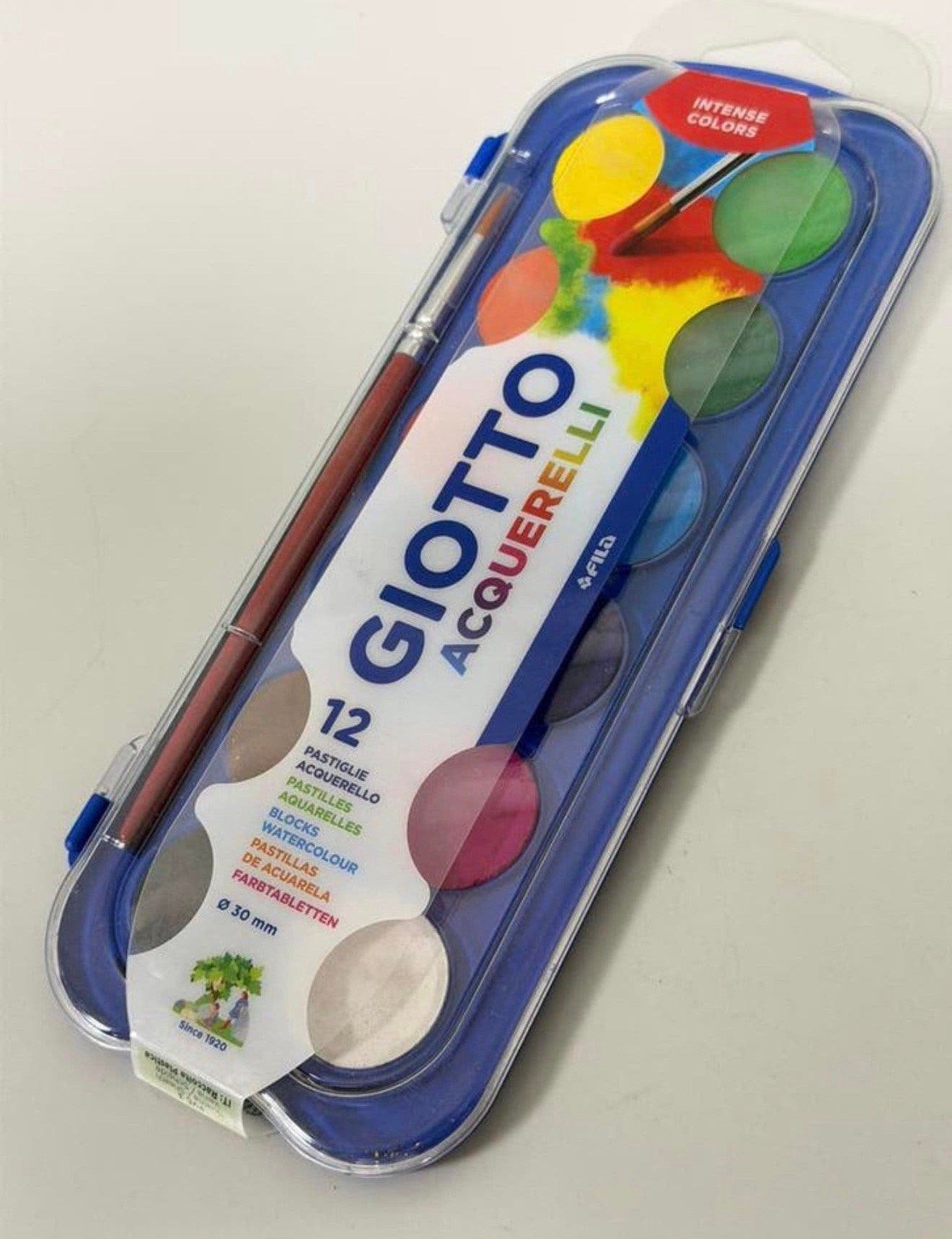 Giotto Acquerelli Waterverf Set 12 Kleuren + Penseel Nieuw, Waterverf, P, P, P