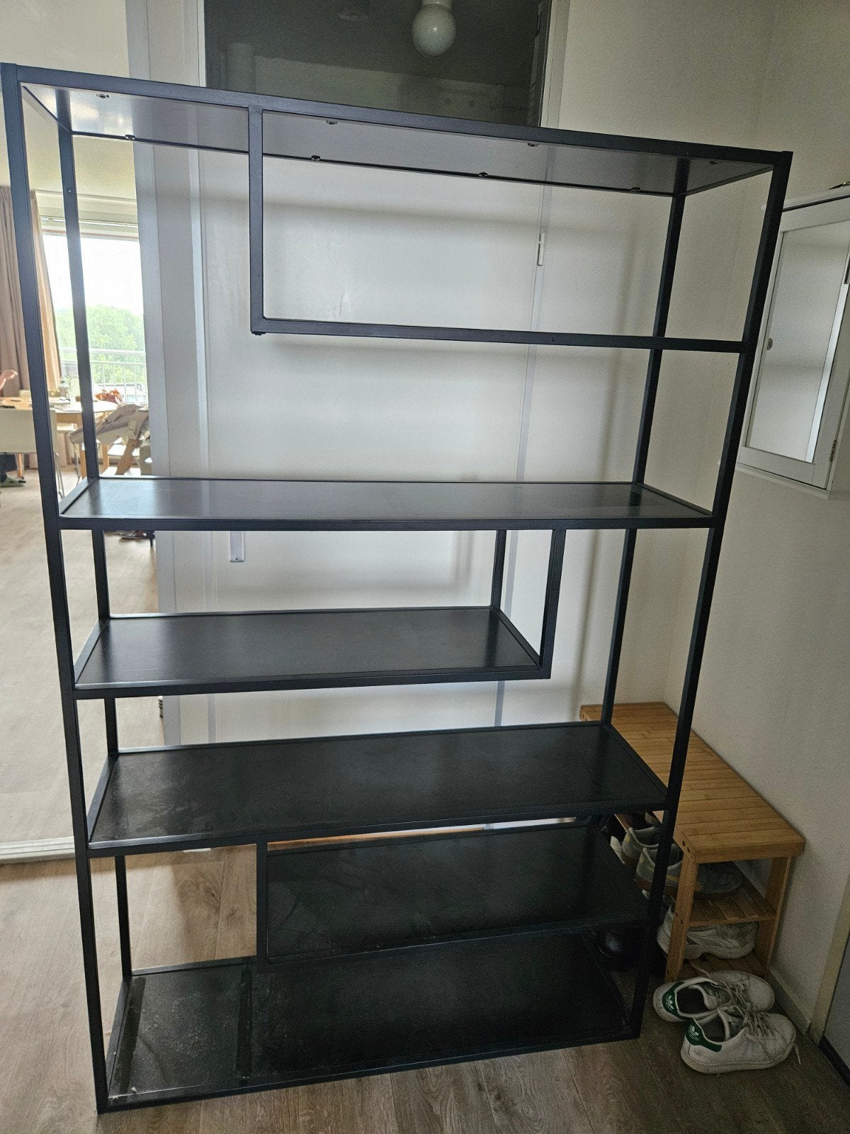 Zwart metalen open kast/boekenkast - 188x120x35 cm, Ophalen, Met plank(en), Gebruikt, 100 tot 150 cm