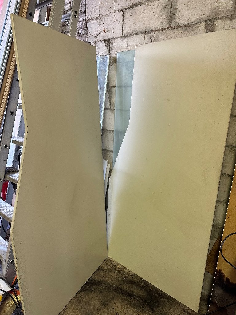 2 werktafelbladen bureaus met stalen frame en onderstel, Demontabel, Gebruikt, Metaal, 100 cm