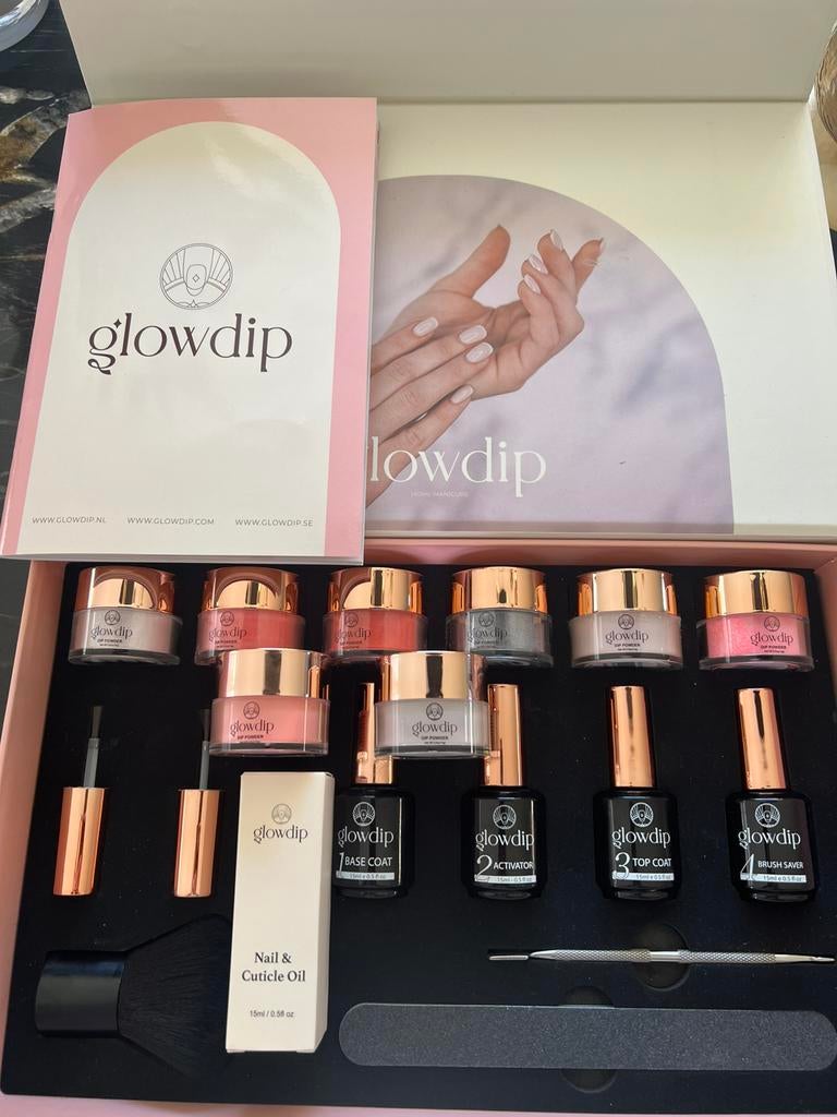 Glow Dip Poeder Nagels – Starter Kit (2x gebruikt), Ophalen, Overige kleuren, Zo goed als nieuw, Handen en Nagels