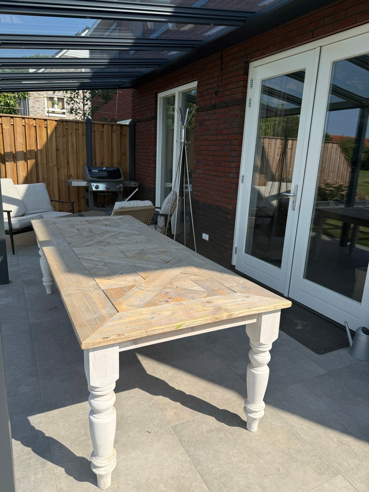 Tafel van steigerhout, Ophalen, Gebruikt, 200 cm of meer, 50 tot 100 cm