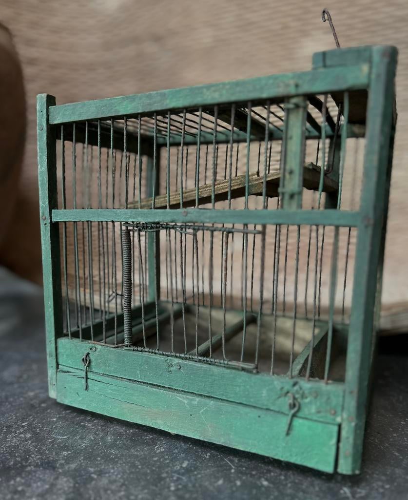 Oud vogel vangkooitje lokkooi sober sleets imperfect kooi, Antiek en Kunst, Ophalen of Verzenden