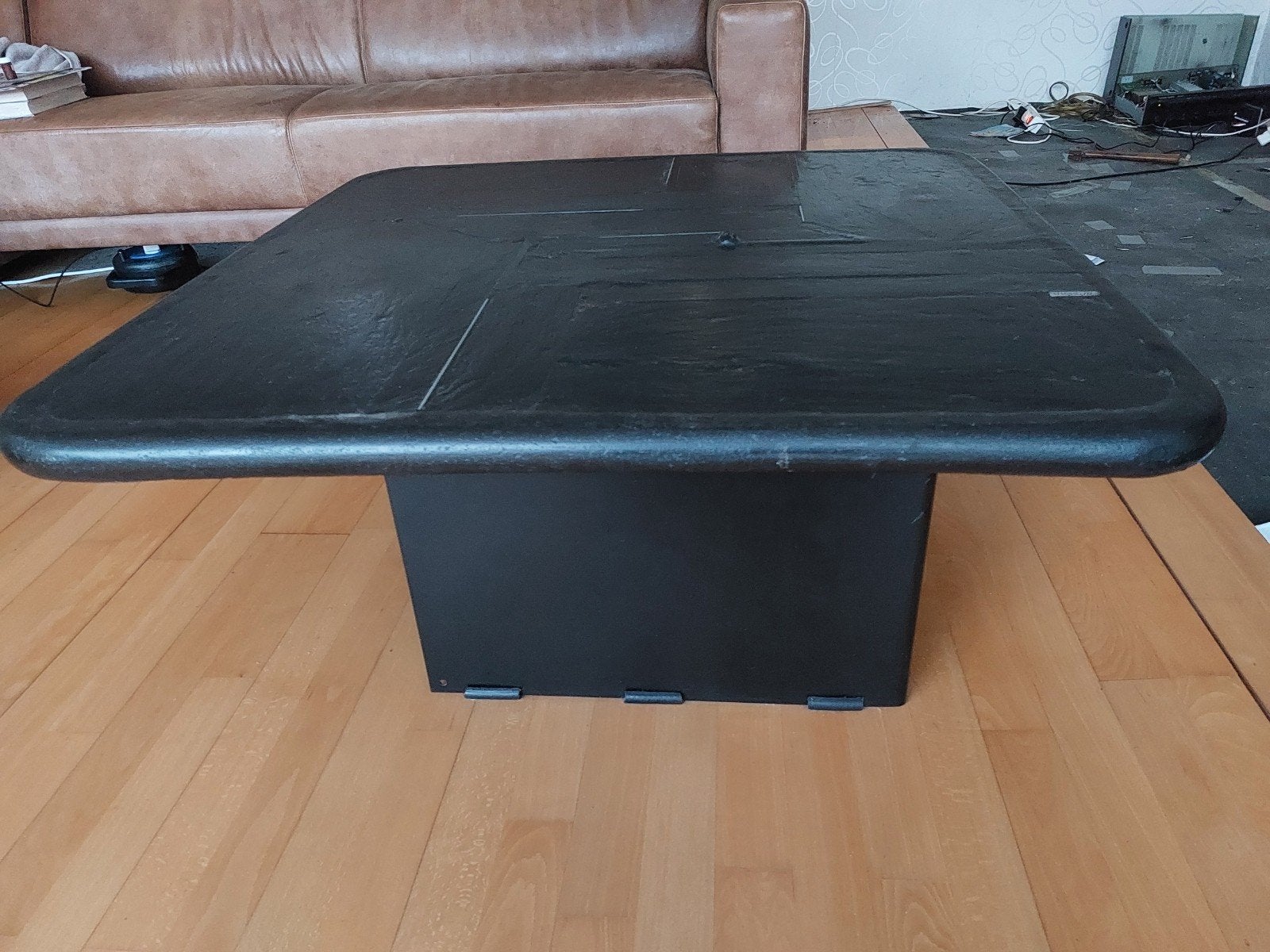 Kingma Salontafel 1989 - Leisteen, Beton, Fossiel, Metaal, Ophalen, Vierkant