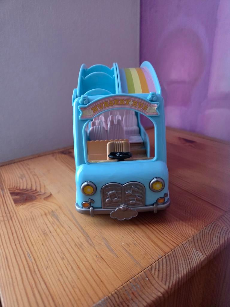 Leuke blauwe Nursery Bus speelgoedbus silvanion family, Kinderen en Baby's, Ophalen of Verzenden, Gebruikt