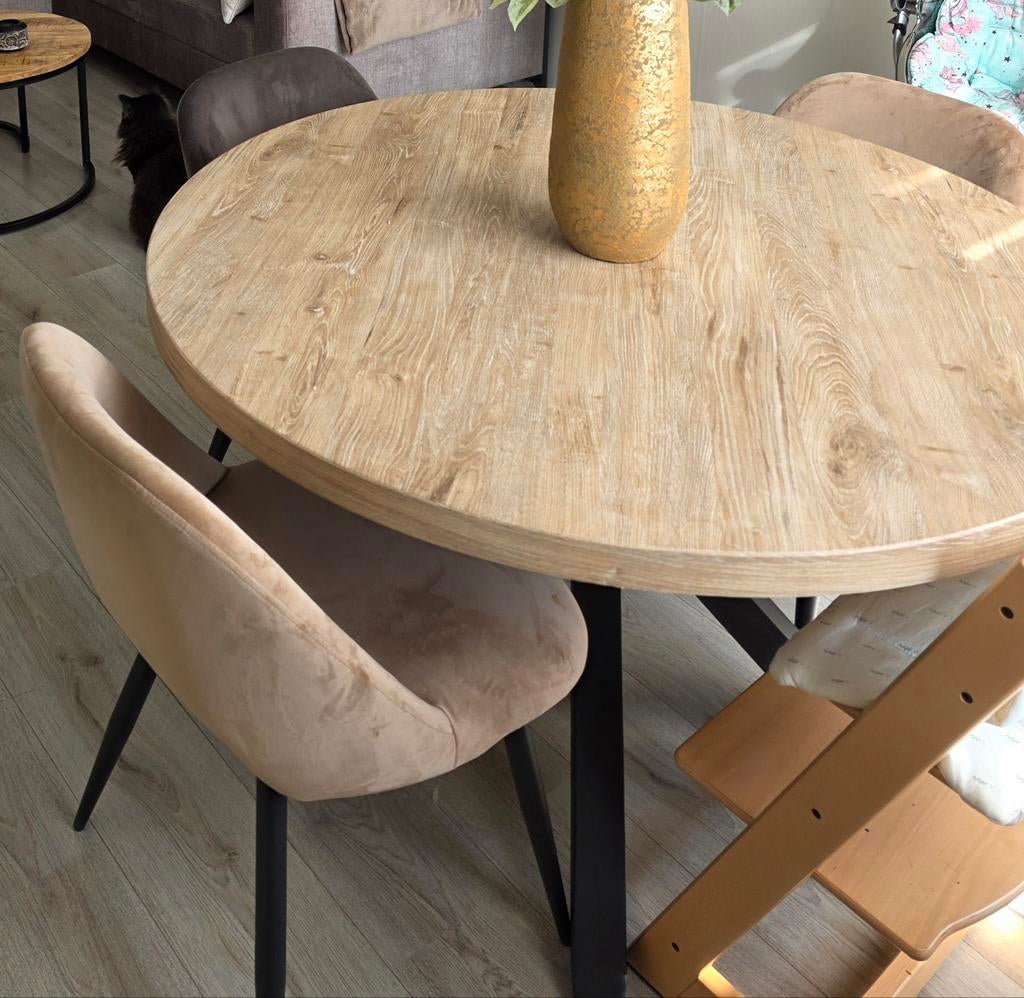 4 Kwantum stoelen, 2 beige/taupe & 2 antraciet, Ophalen, Gebruikt, Overige kleuren, Stof