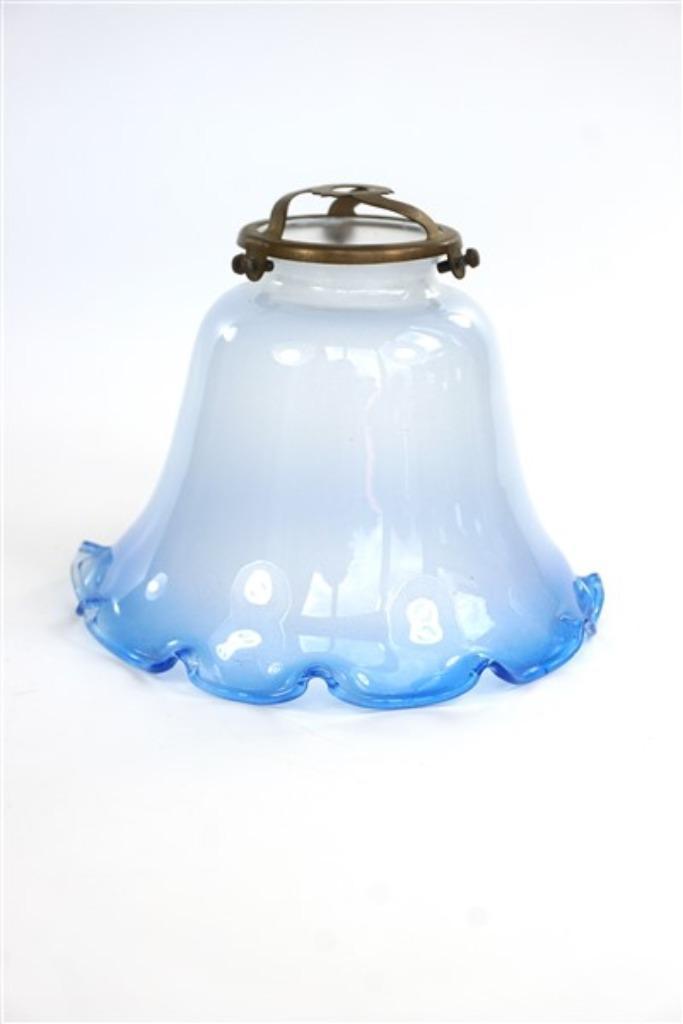 Vintage glazen lampje / lampenkap, Huis en Inrichting, Lampen | Lampenkappen, -, Blauw, -, Rond