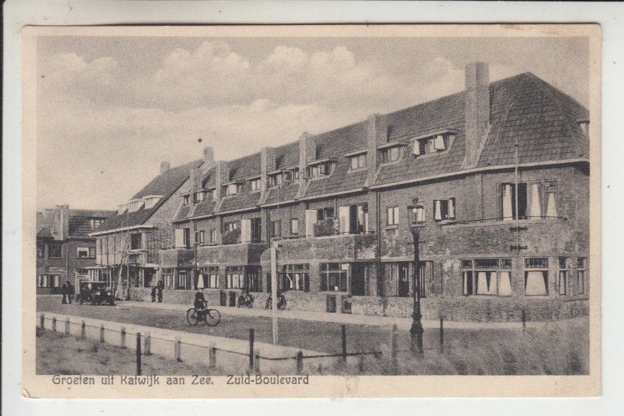 Katwijk aan Zee, Zuid Boulevard, Verzamelen, Ansichtkaarten | Nederland, Ophalen of Verzenden, 1920 tot 1940, Gelopen, Zuid-Holland