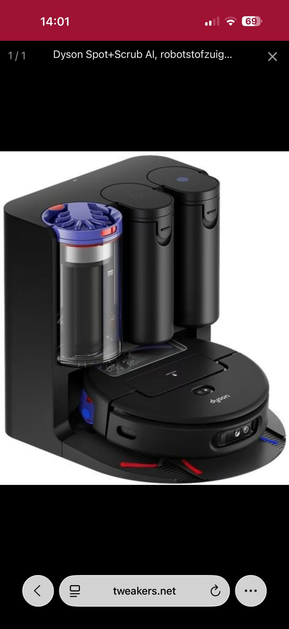 Dyson Spot+Scrub AI Robotstofzuiger met Dweilfunctie