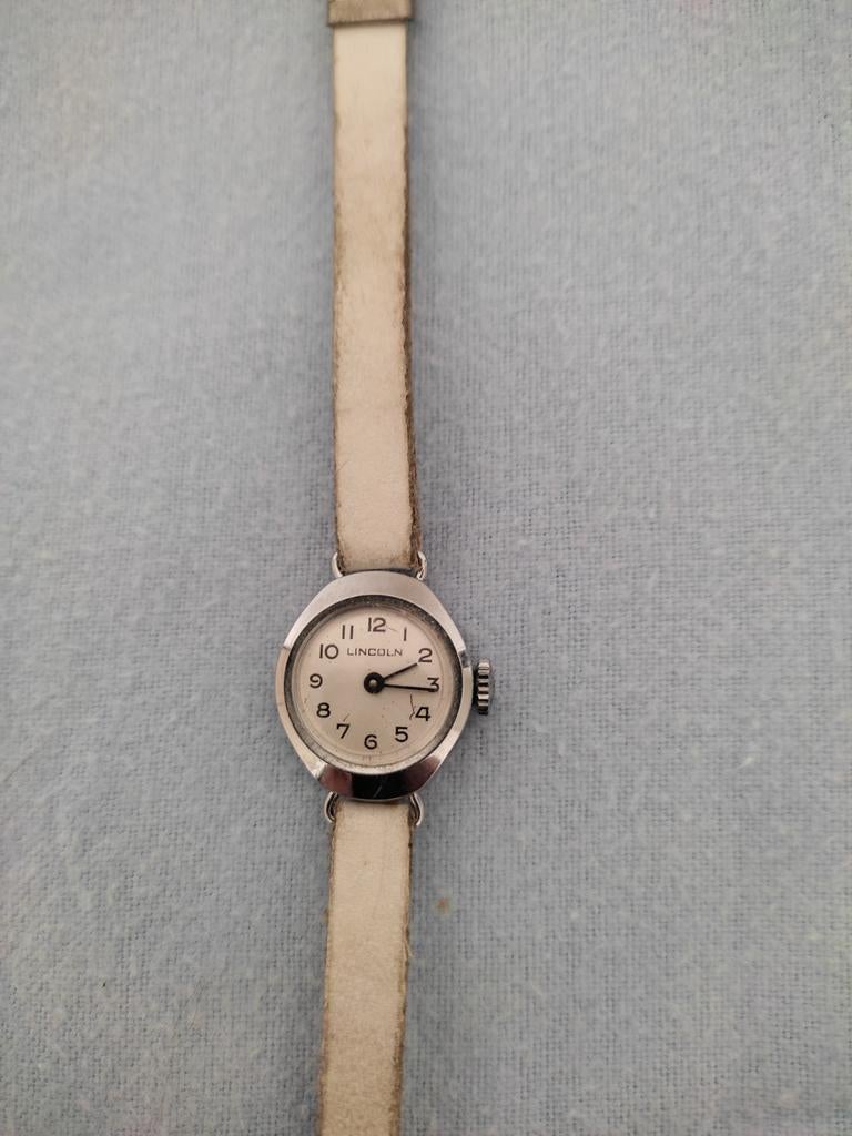 Retro Lincoln kinderhorloge - Loopt nog goed!, Ophalen of Verzenden, Gebruikt, Wit, Meisje