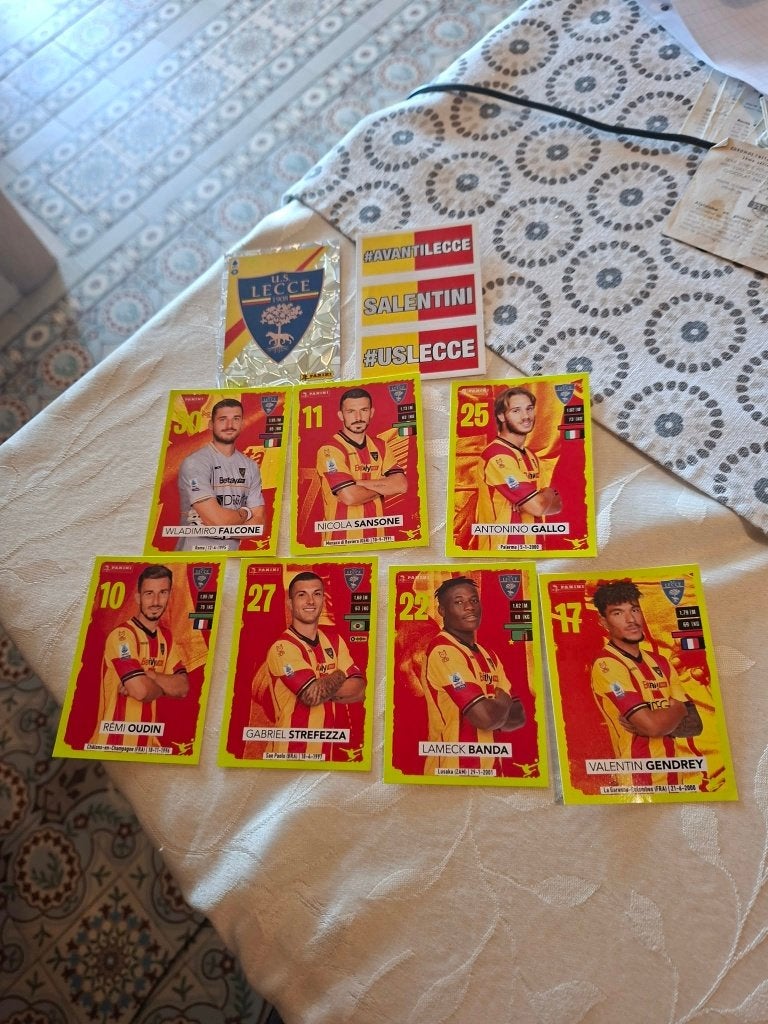 Panini/9 Stickers /US Lecce / Calciatori 2023-2024, Verzenden, Nieuw, Buitenlandse clubs, Poster, Plaatje of Sticker