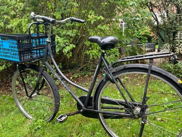 Damesfiets met voordrager en krat, Ophalen, Terugtraprem, Gebruikt, Versnellingen