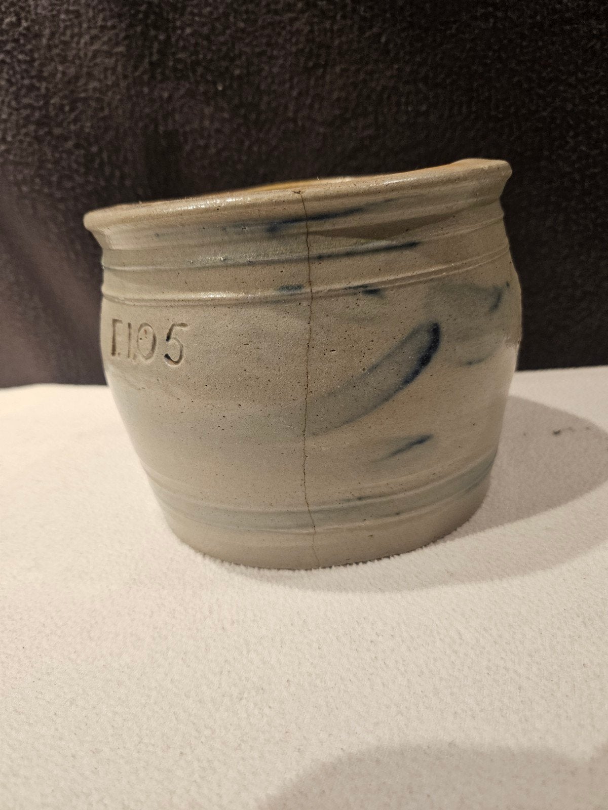 Antieke zoutpot van Tegelen, 2 liter, met stempel, Ophalen of Verzenden