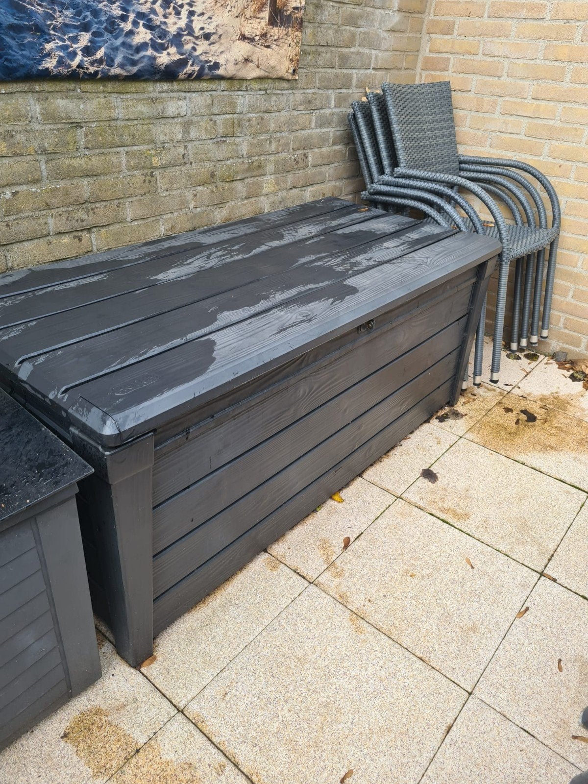 Grote kunststof opbergbox voor buiten - Antraciet, Tuin en Terras, Ophalen, Gebruikt, Kunststof, Overige typen