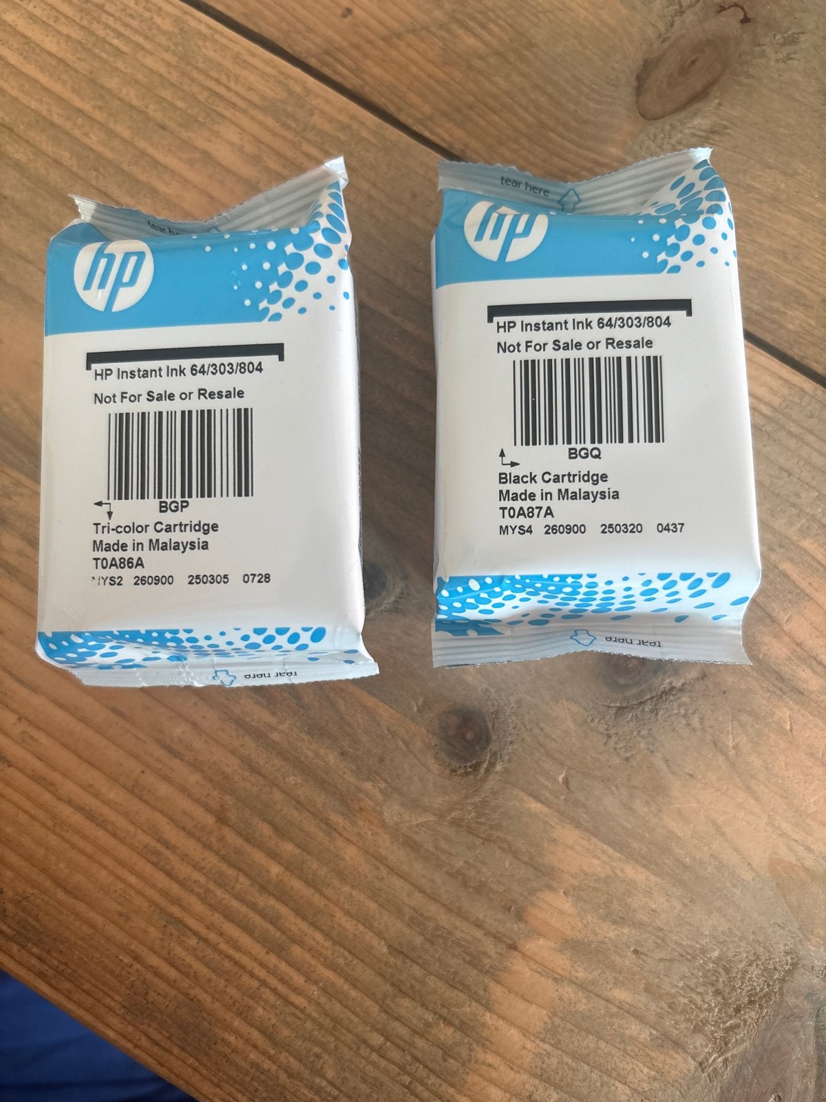 HP Instant Ink 64/303/804 Zwart & Driekleur Cartridges, Ophalen of Verzenden, Nieuw, Cartridge