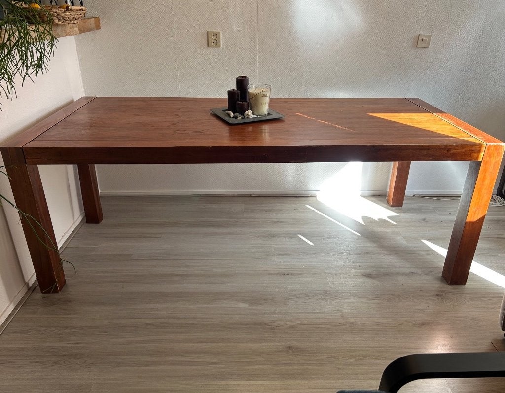 Massief houten tafel, Ophalen, Gebruikt, 50 tot 100 cm, Vijf personen of meer