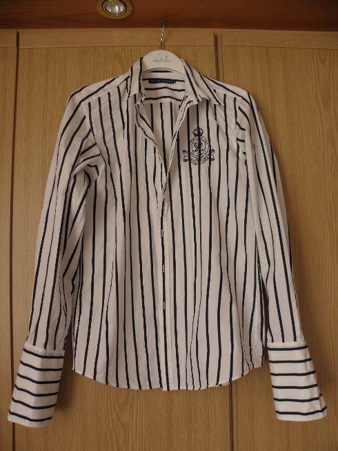 Origineel wit zwart katoenen overhemd RALPH LAUREN 164 zgan, Overhemd of Blouse, Ophalen of Verzenden, Zo goed als nieuw, Jongen