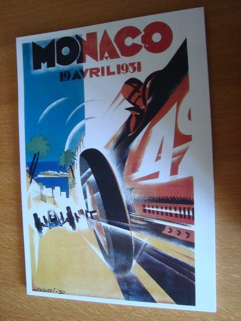 Monaco 19 avril 1931 plaat 42-30 cm, Ophalen of Verzenden, Nieuw, Auto's