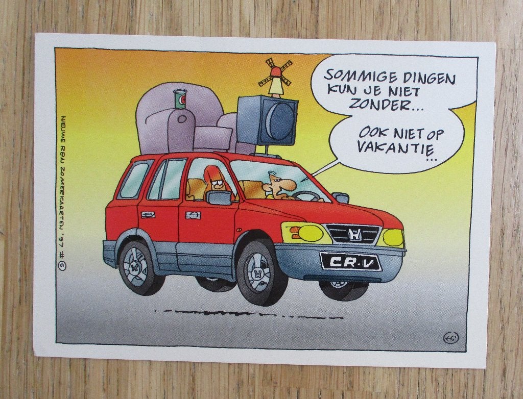 ansichtkaart strip Gerrit de Jager auto vakantie nieuwe Revu, Ophalen of Verzenden, 1980 tot heden, Ongelopen, Overige thema's