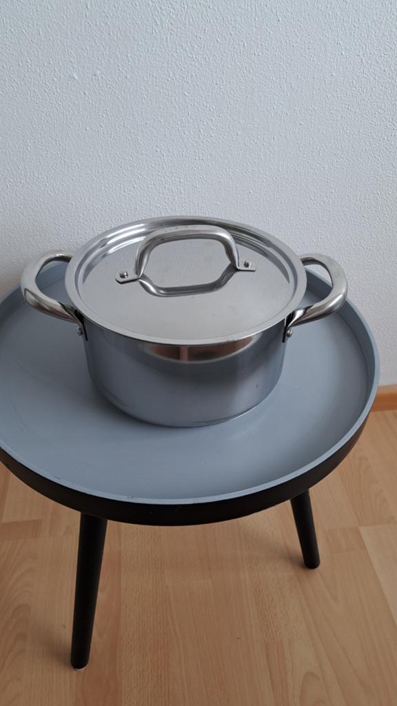 Pan gebruikt op gas., Ophalen, Rvs