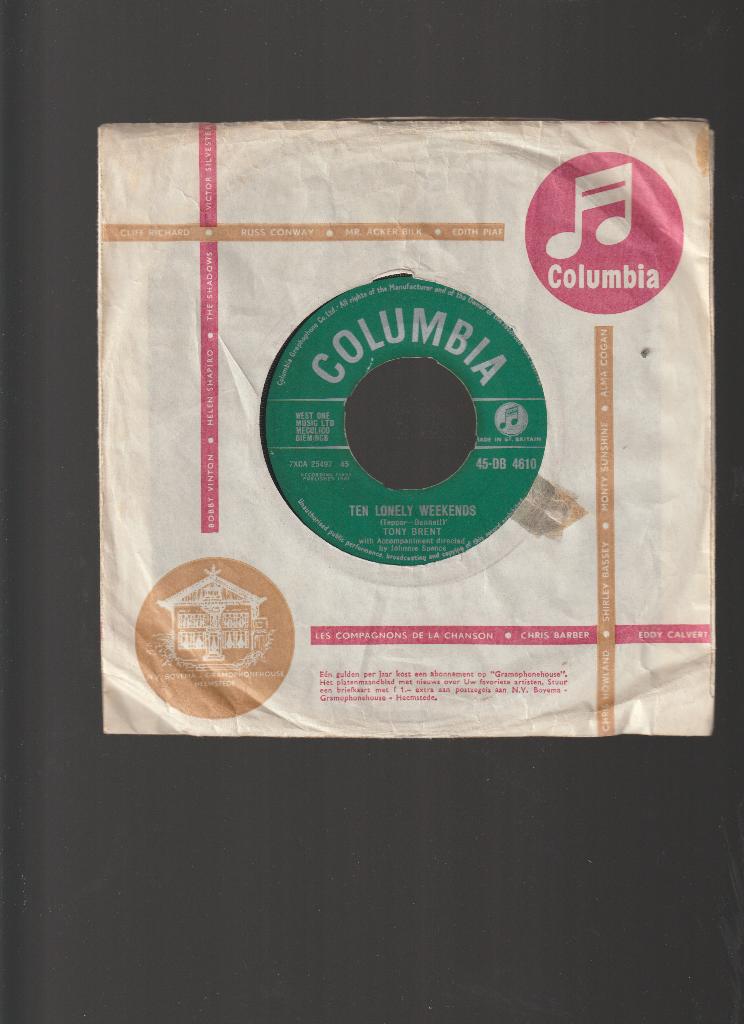 TONY  BRENT  --  TEN  LONELY  WEEKENDS, Gebruikt, Verzenden, Originele persing, 7 inch
