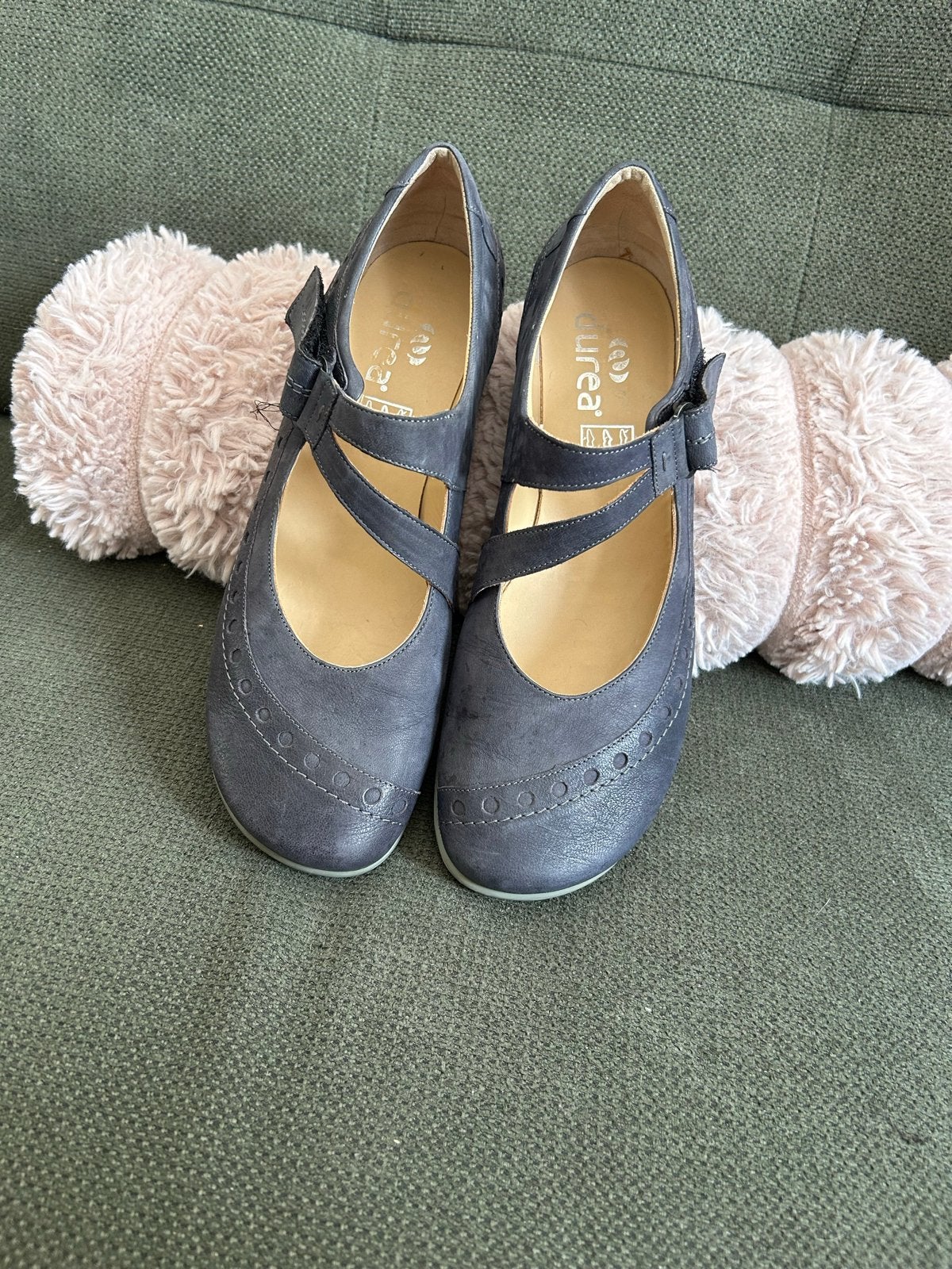 Durea dames instappers - schoenen 42,5 8,5 G, Ophalen, Blauw, Instappers, Gedragen