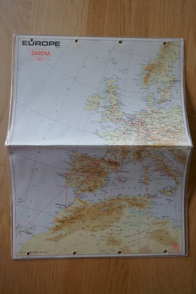 Originele routekaarten Sabena en Swissair, Ophalen of Verzenden, Zo goed als nieuw, Kaart, Foto of Prent