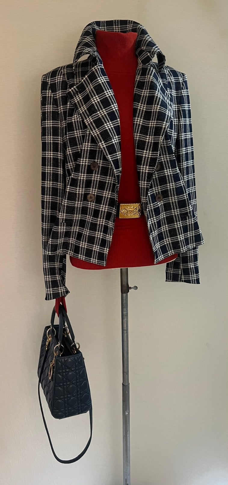 Pauw 4 double breasted blazer jasje in ruit blauw wit, Verzenden, Zo goed als nieuw, Maat 38/40 (M), Blauw