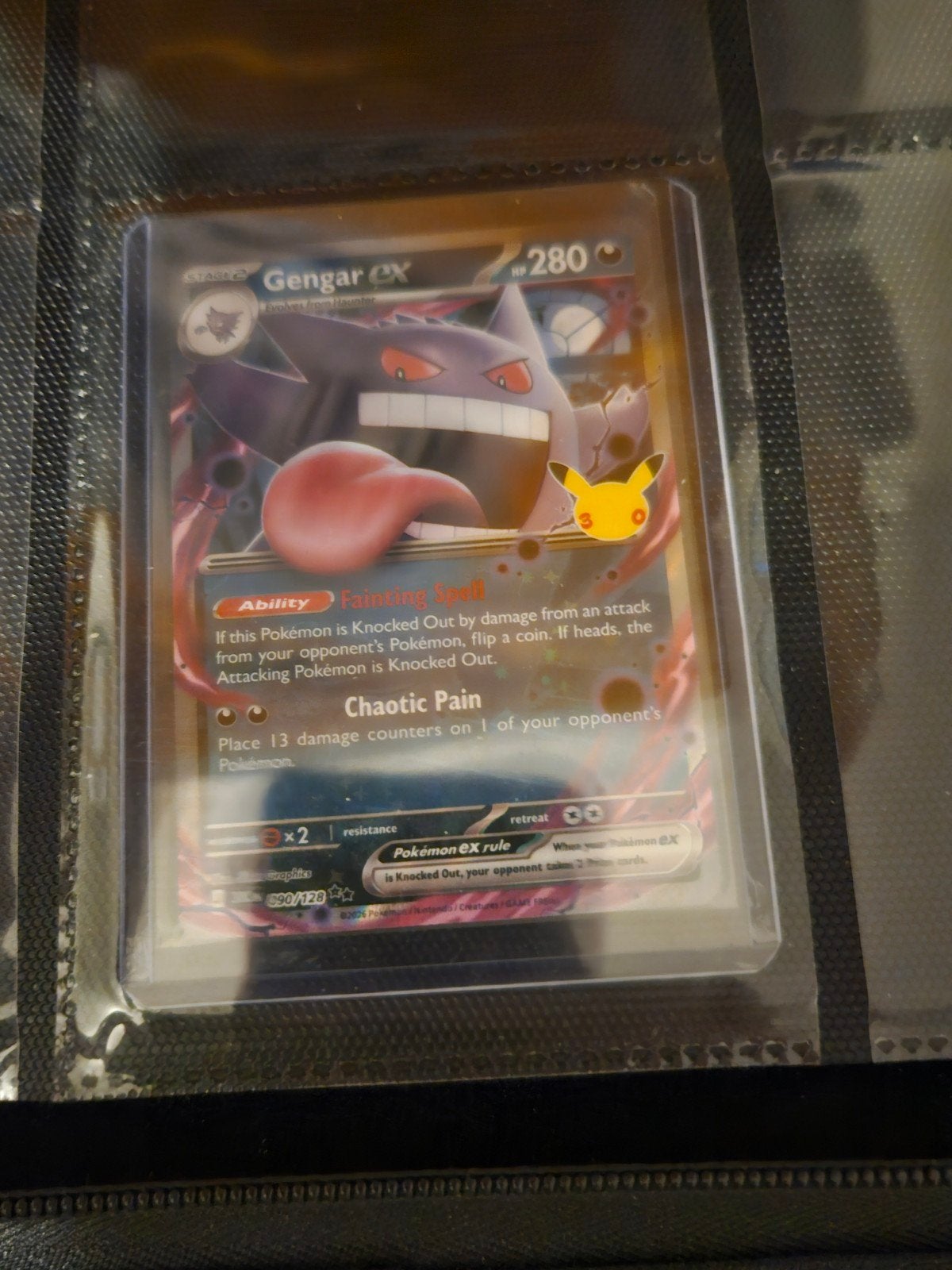 Pokemon Gengar ex 090/128 30C 30th Celebration, Ophalen of Verzenden, Zo goed als nieuw, Losse kaart, Foil