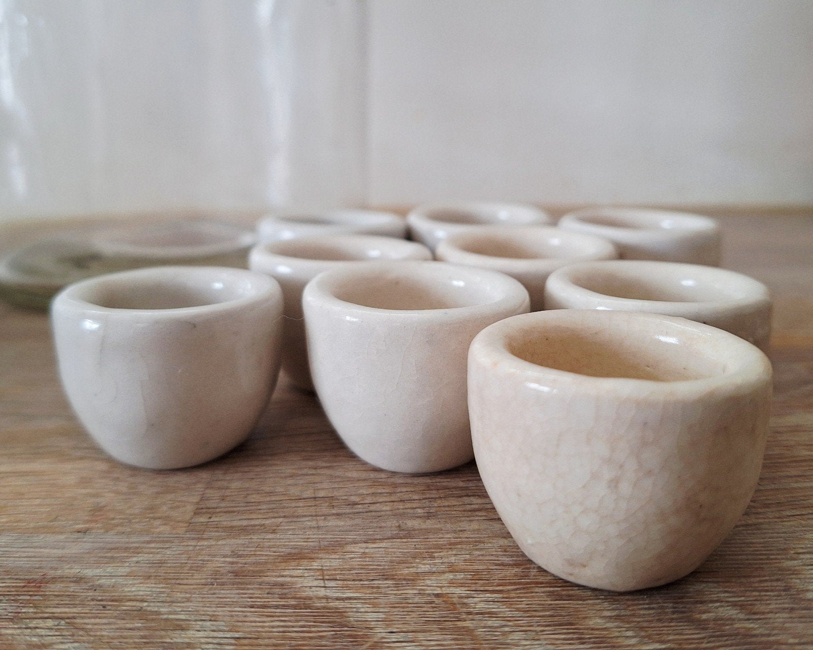 9 Oude Franse Slakkenpotjes - Handgemaakt, Zandkleuren, Antiek en Kunst, Antiek | Keramiek en Aardewerk, Ophalen of Verzenden