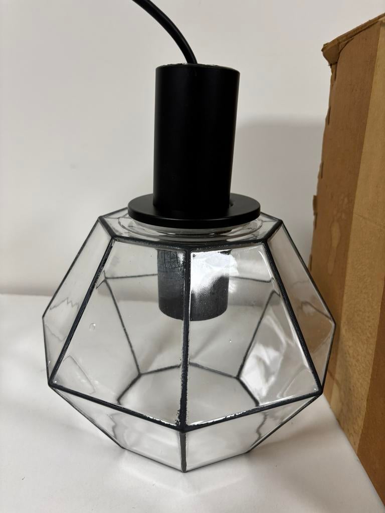 Art Deco Vintage Glashütte Limburg Hanglamp 'New Old Stock', Ophalen of Verzenden, Nieuw, Metaal, Minder dan 50 cm
