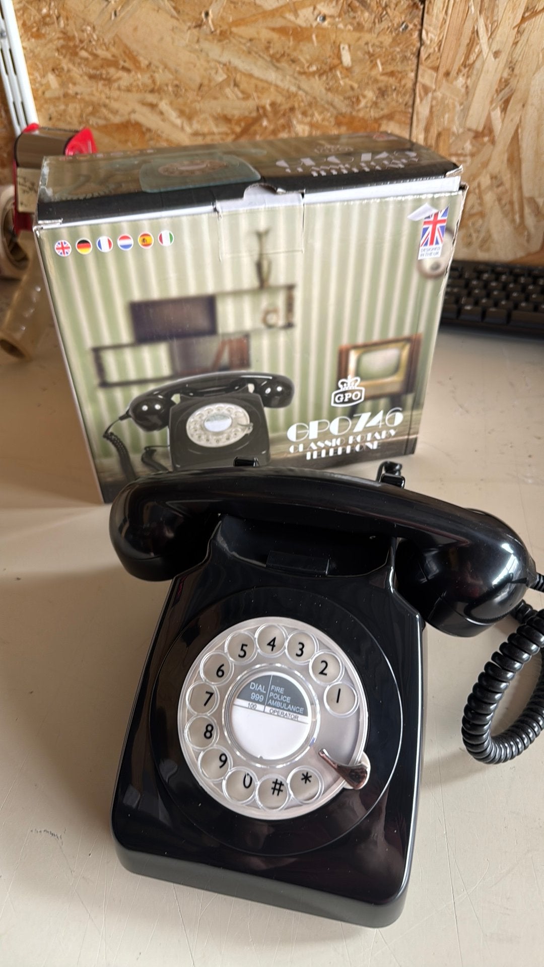 Zwarte retro telefoon met draaischijf, Ophalen of Verzenden, Zo goed als nieuw, Met draaischijf