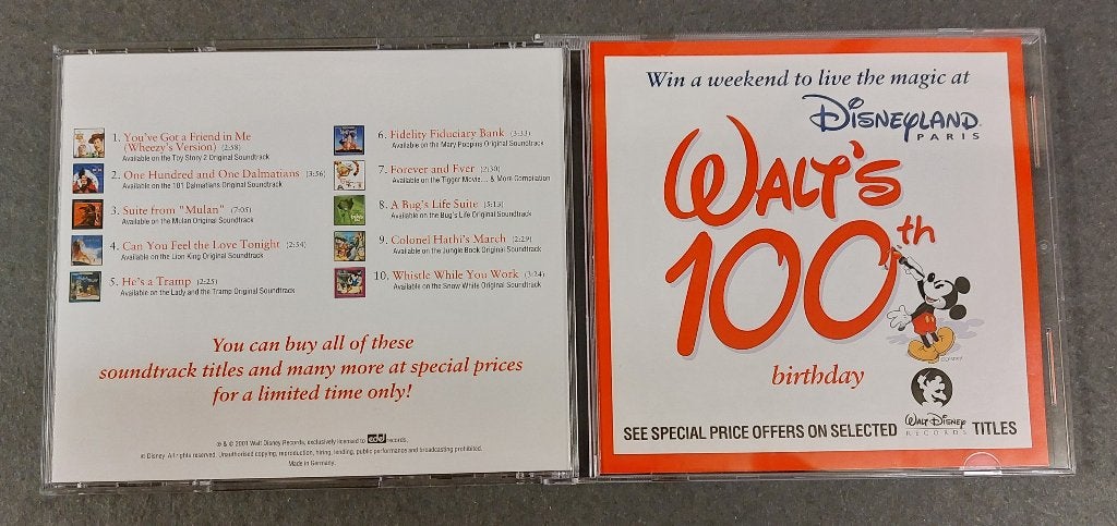 Walt Disney : Disney : Walt's 100th Birthday PROMO CD, Disney, Overige typen, Ophalen of Verzenden, NvT
