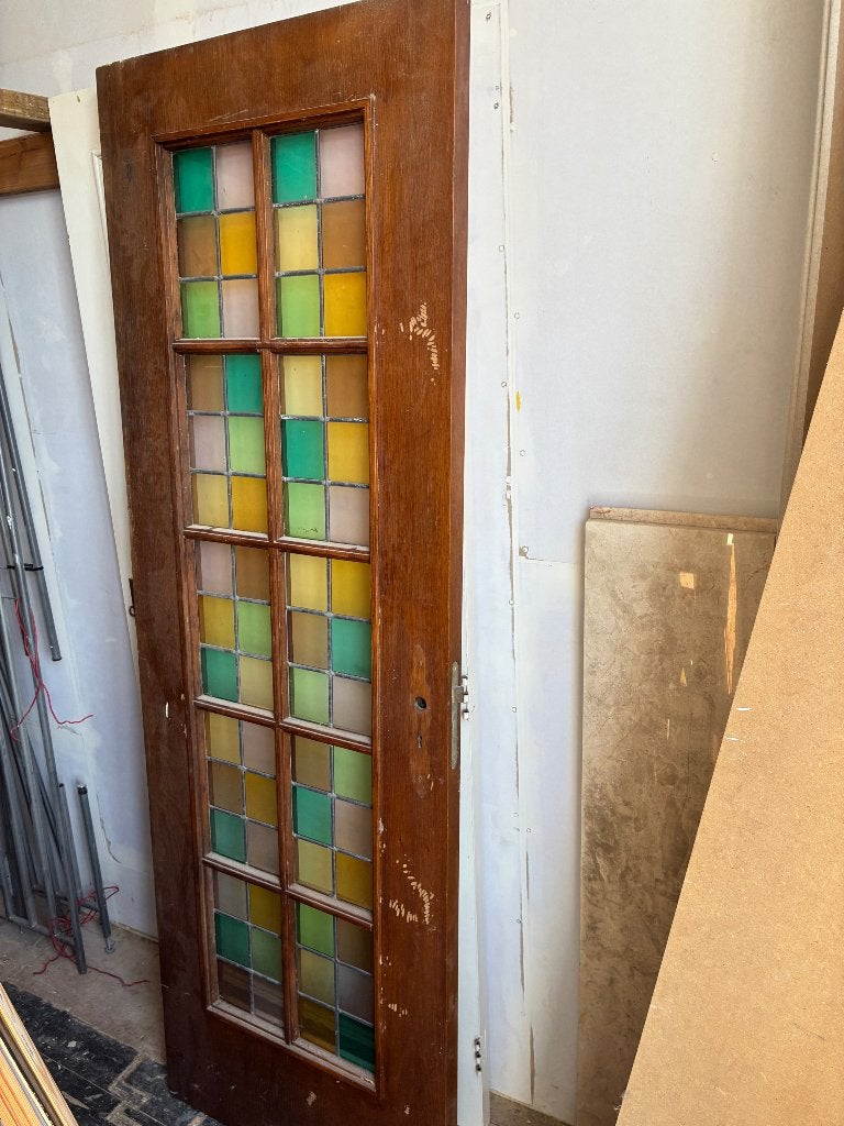 Glas in lood binnendeur. Ca. 201x67x4 cm., Ophalen, Gebruikt, Minder dan 80 cm, Binnendeur