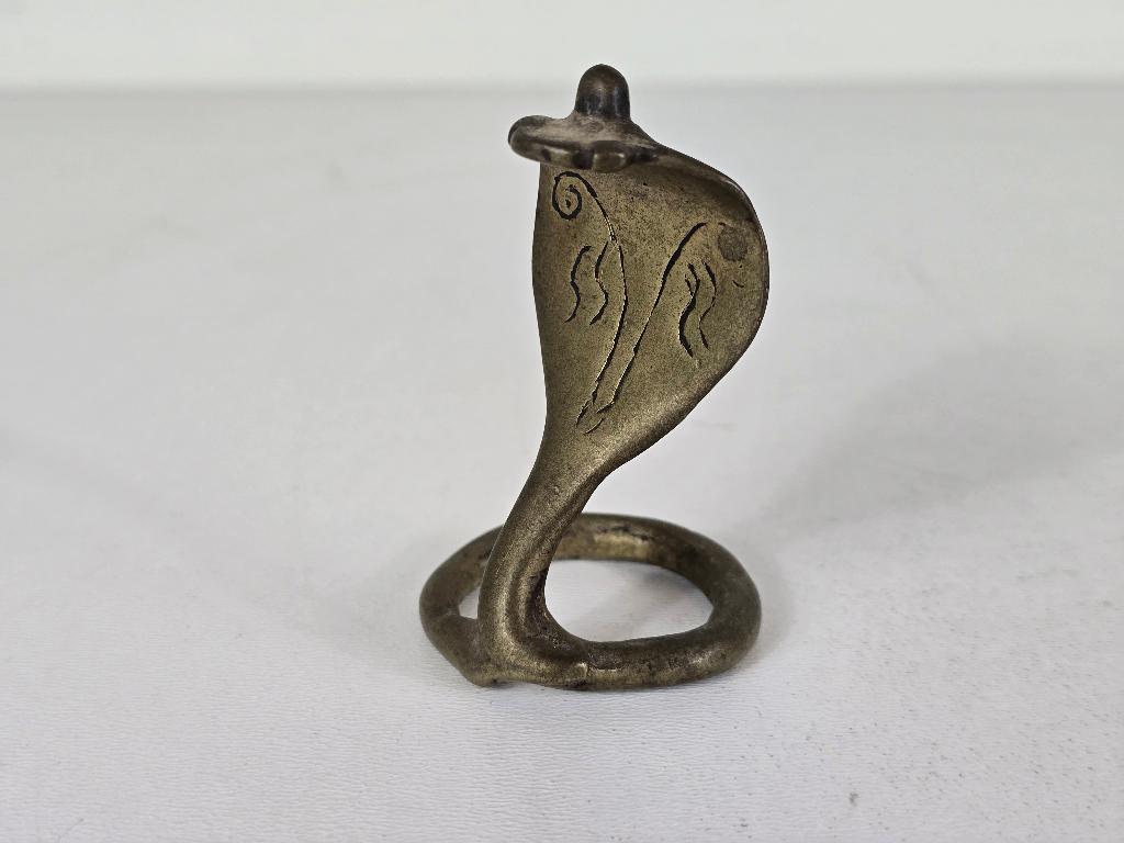 Beeld king cobra, messing, India, midden 20e eeuw, Antiek en Kunst, Antiek | Koper en Brons, Ophalen of Verzenden, Koper
