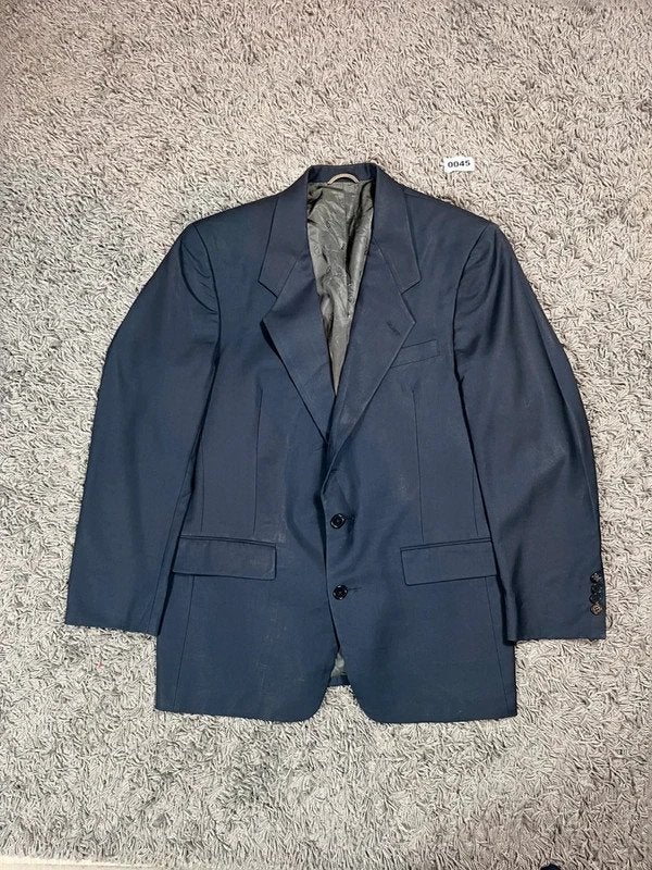 Vintage 80s Christian Dior Wool Blazer blue Size 50, Christian Dior, Zwart, Overige maten, Ophalen of Verzenden
