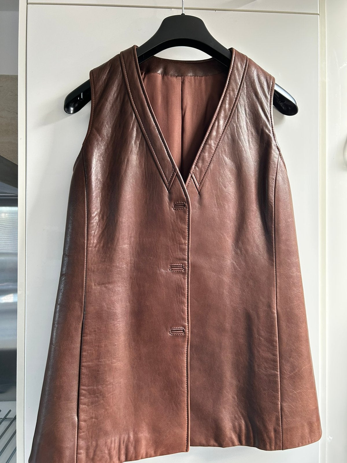 Handgemaakt echt leren dames gilet, Ophalen of Verzenden, Nieuw, Maat 38/40 (M), Zwart