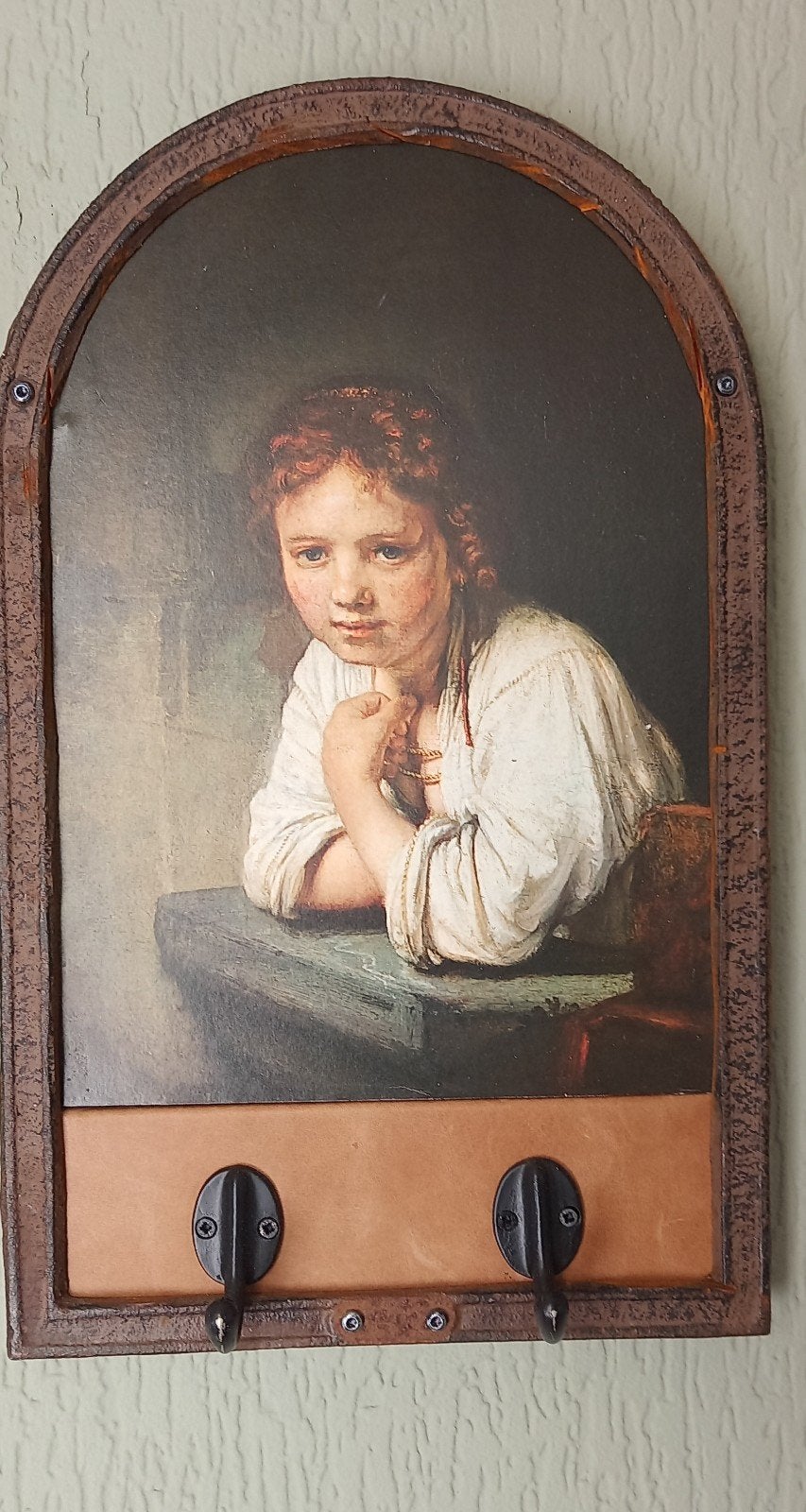 Ijzeren Stalraampje met Schilderijprint, Ophalen, Vintage, Gebruikt, Metaal