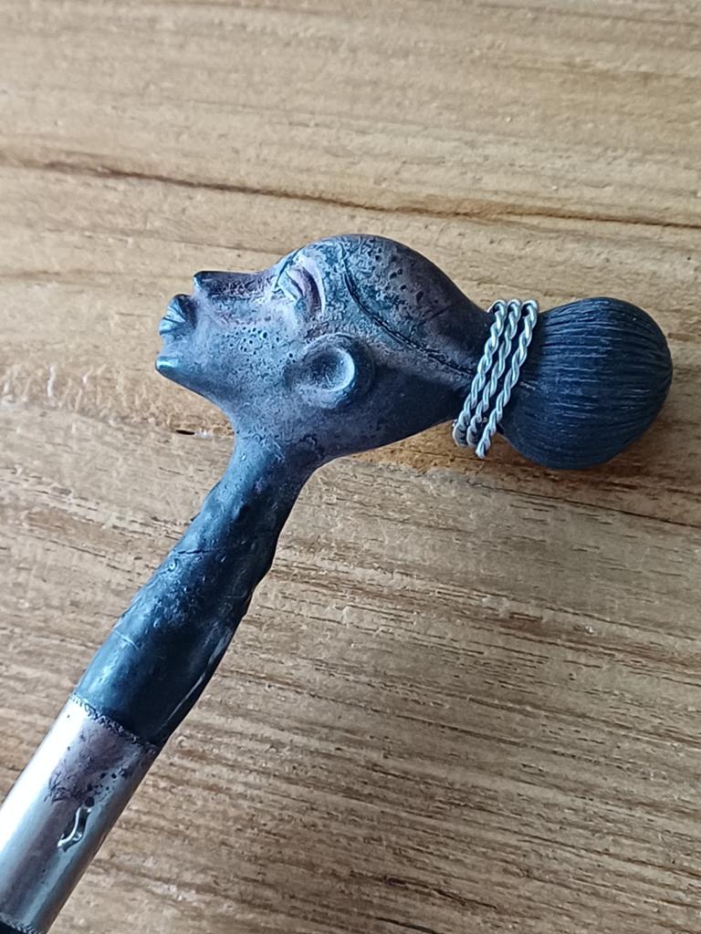 Unieke Vintage Paraplu met Bijzonder Handvat, Ophalen of Verzenden, Gebruikt, Groen