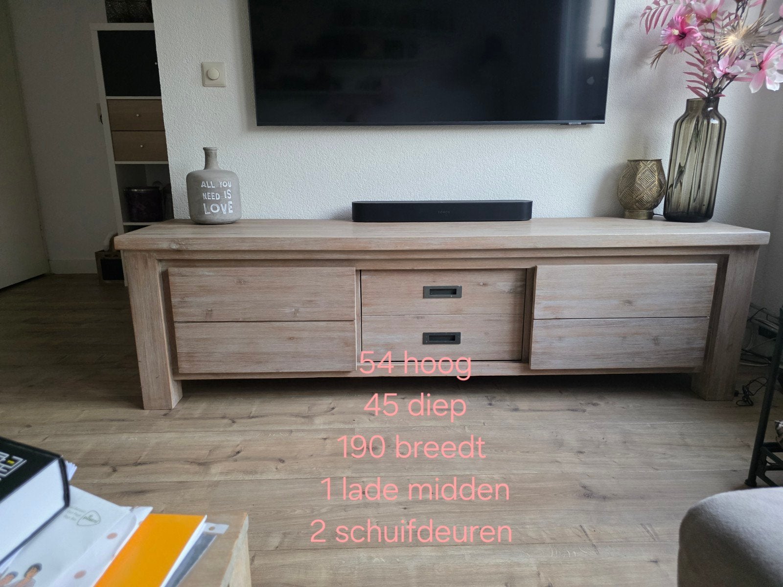 Henders & Hazel TV-meubel en salontafel set, Ophalen, Gebruikt, 100 tot 150 cm, 50 tot 75 cm